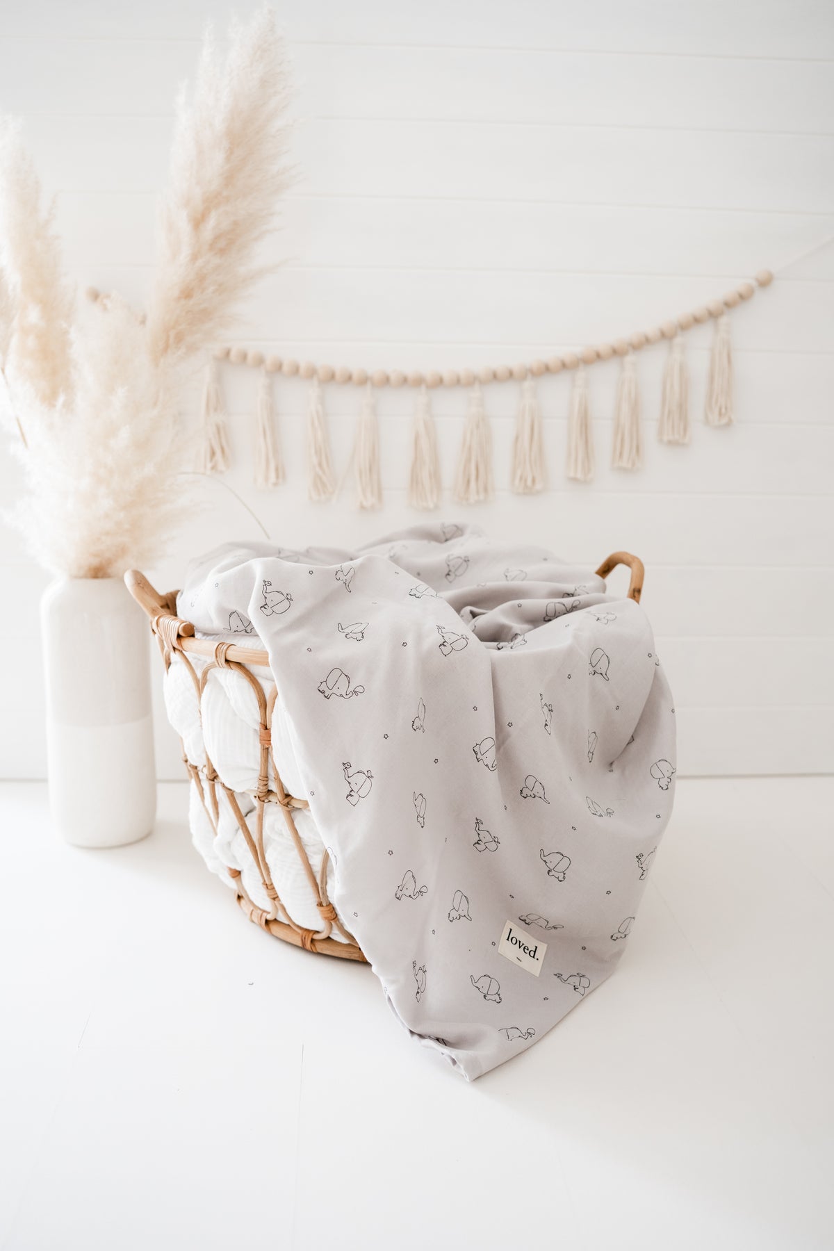 Babydecke Musselintuch, Stilltuch, Pucktuch 120x120cm Elefanten