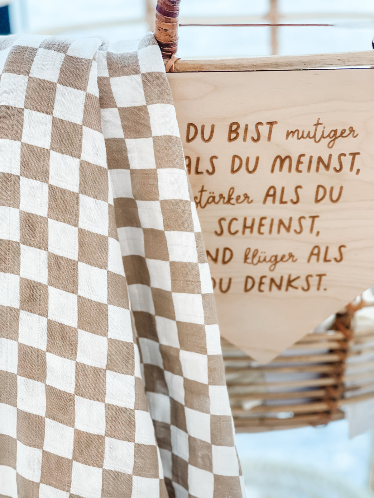 Musselintuch 120x120cm Karo sand