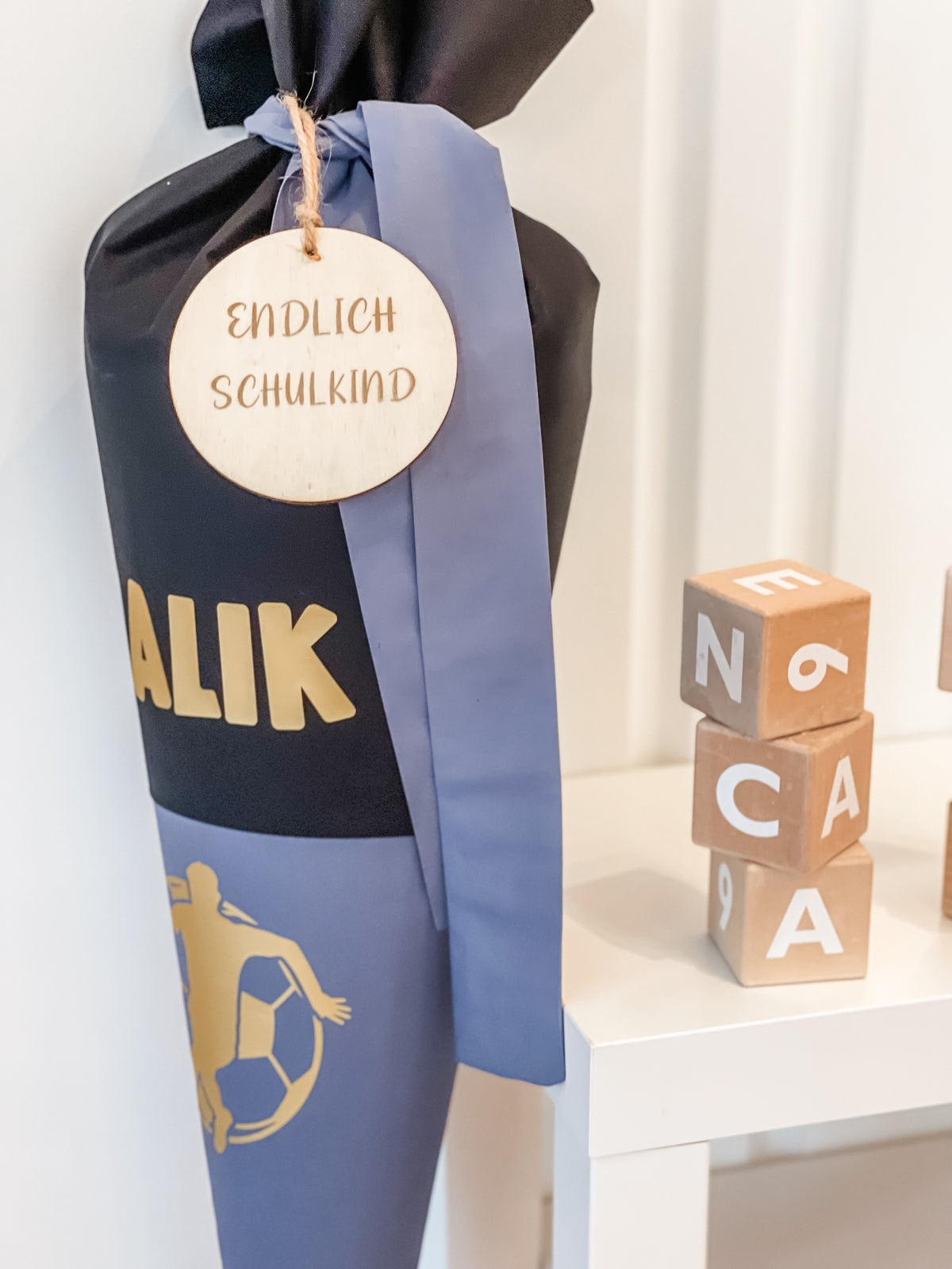 Schultüte Fußball, Einschulung Zuckertüte blau