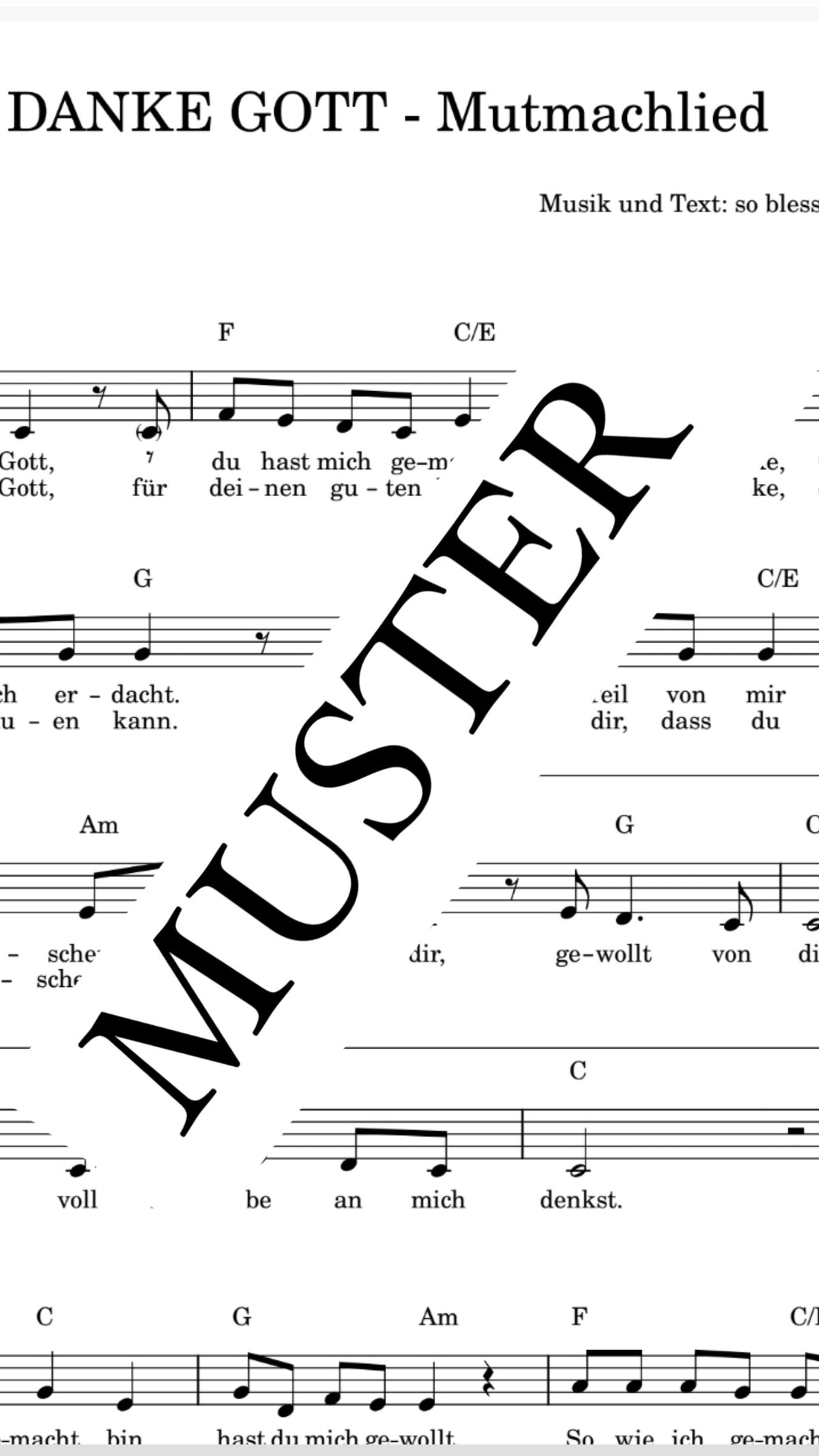 DANKE GOTT Kinderlied - NOTEN