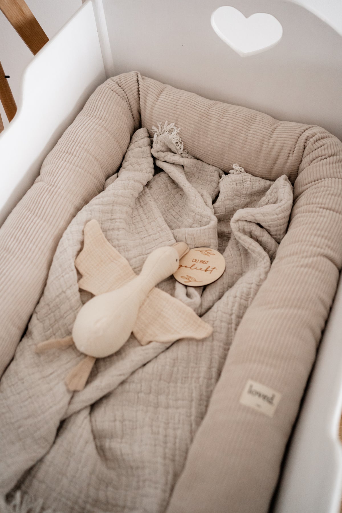 Bettschlange Bettumrandung creme/beige CORD