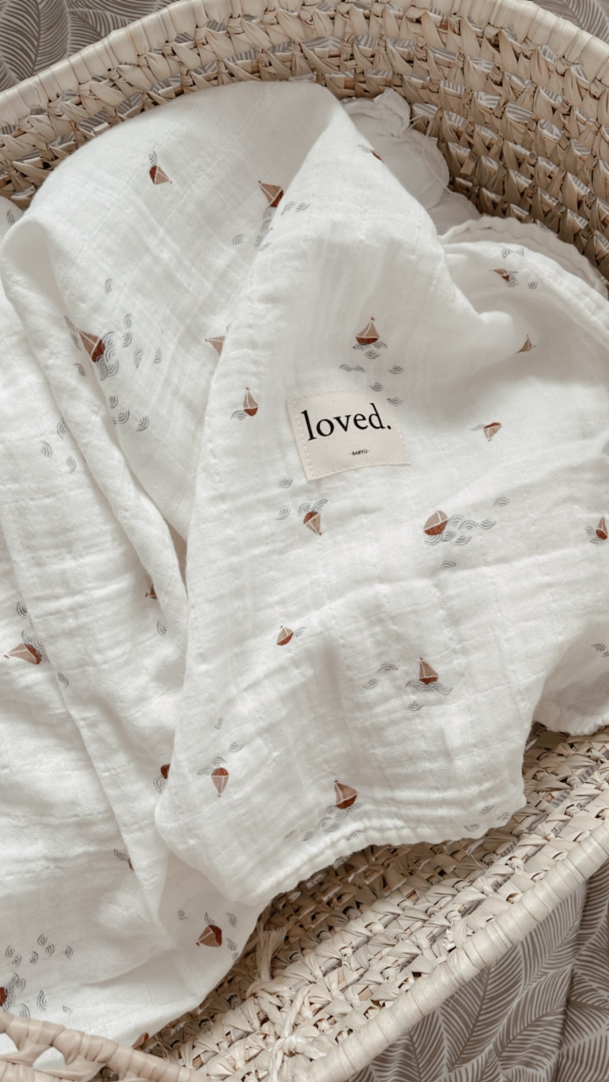 BIO Babydecke Musselin 120x120cm kleine Boote