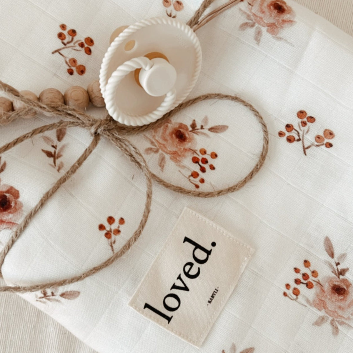 Babydecke Musselin 120x120 cm feine Rosen altrosa